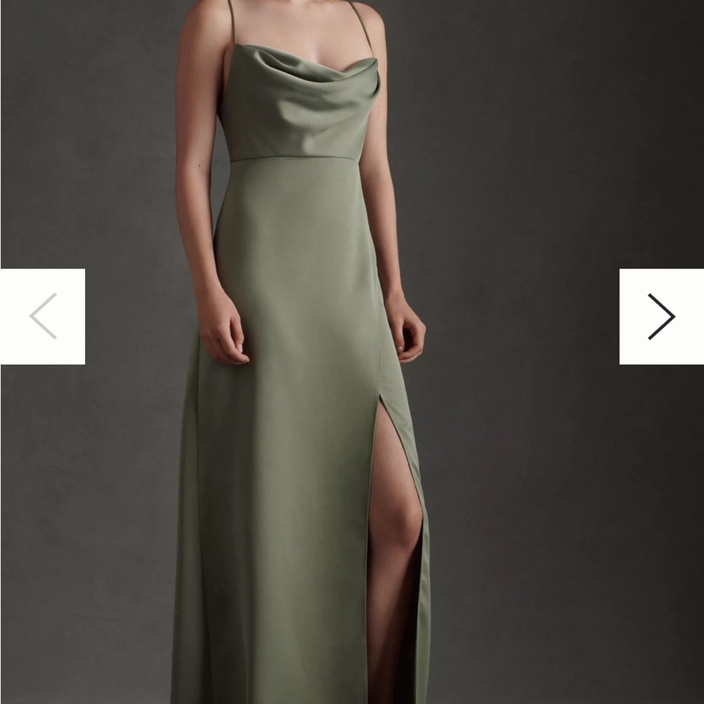BHLDN Remy Cowl-Neck Faux-Wrap Satin Gown